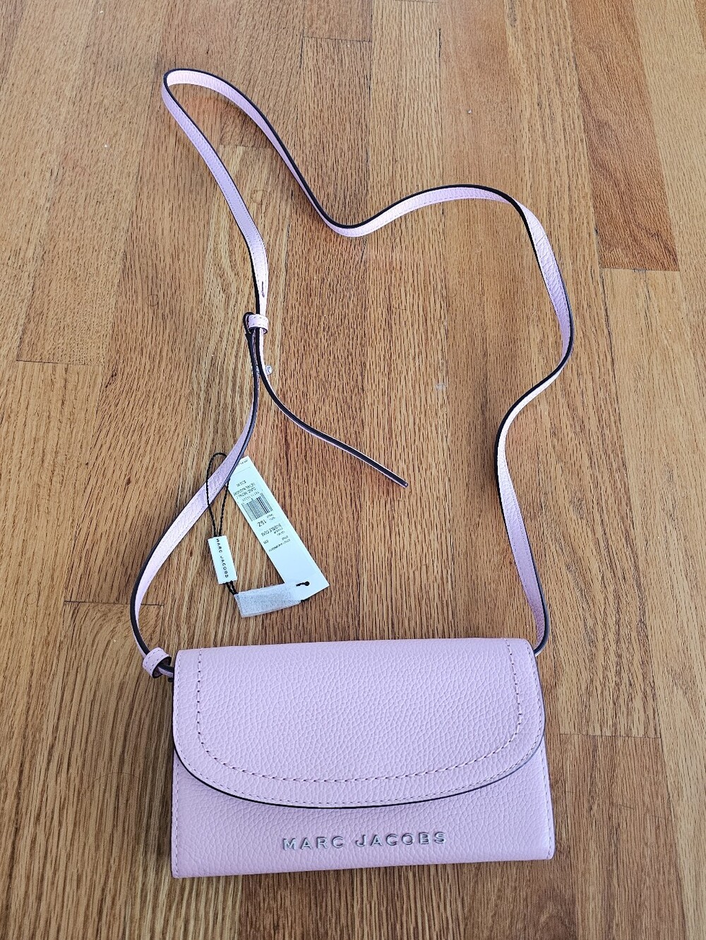 Marc Jacobs Light Pink Pebbled Leather Crossbody Wallet